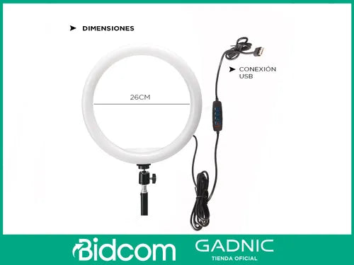 Aro Iluminador Led Gadnic 25cm Dimeable + Accesorios