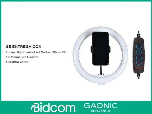Aro Iluminador Led Gadnic 25cm Dimeable + Accesorios