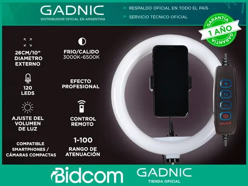 Aro Iluminador Led Gadnic 25cm Dimeable + Accesorios