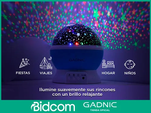 Proyector De Estrellas Gadnic Led Giratorio 3 Rgb Luz Cálida